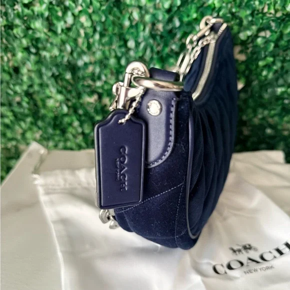 Coach Quilted Velvet Navy Mira Shoulder Crossbody Bag NWT - Picture 8 of 11